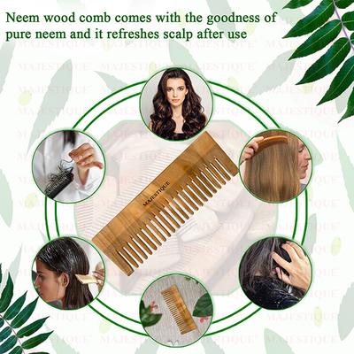 Majestique Wooden Wide Tooth Comb, Ideal for Detangling and Styling All Hair Types 1's - Hair Combs