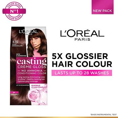 L'Oreal Paris Casting Creme Gloss Hair Color, 415 Iced Chocolate 87.5g+72ml 1's - Crème