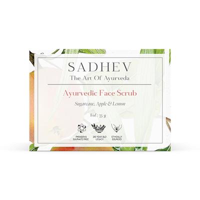 Sadhev Ayurvedic Face Scrub with Sugarcane, Apple, and Lemon 75 gm - Scrubs & Exfoliants