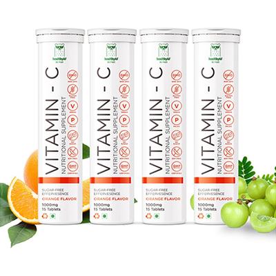 Healthy AF As Fruit Vitamin C 1000mg with Zinc 10mg Effervescent Tablets in orange flavor 4's - General Health