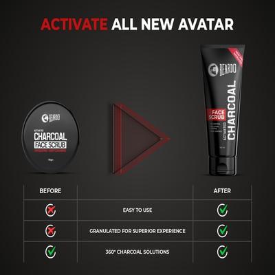 Beardo Activated Charcoal Face Scrub 100 gm - Face Scrubs