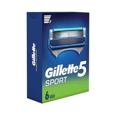 Gillette Sport 5-Blade No Slip Aquagrip Men's 75g Cartridges 6's - Razors & Cartridges