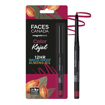 Faces Canada Magneteyes Color Kajal 12hr Water Proof Almond Oil Burgundy Love 04 0.30gm - Eyeliners