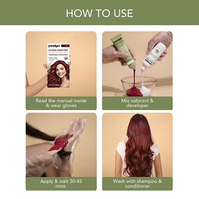 Paradyes Semi-Permanent Cherry Coke Glossy Hair Tint, Enriched with Herbal Extracts, 6.6 True Red 160 gm - Crème