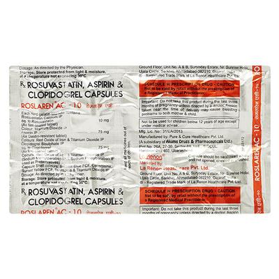 Roslaren AC 75/10/75mg Capsule 10'S - Blood Clot-Ant