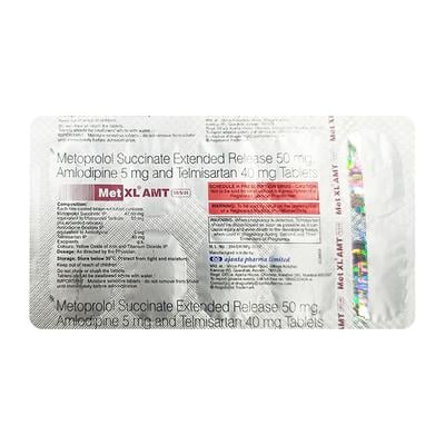 MET XL AMT 50/5/40 Tablet 10's - Hypertension-Ana