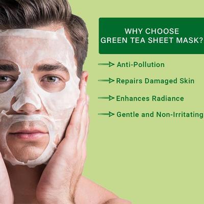 Mancode Green Tea Facial Sheet Mask For All Skin Types 25 gm - Face Mask