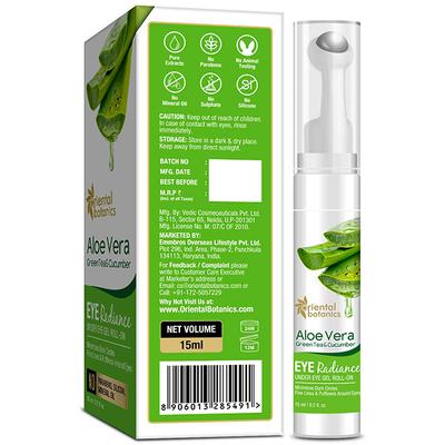 Oriental Botanics Aloe Vera, Green Tea & Cucumber Under Eye Gel Roll On 15 ml - Under Eye Creams & Serums
