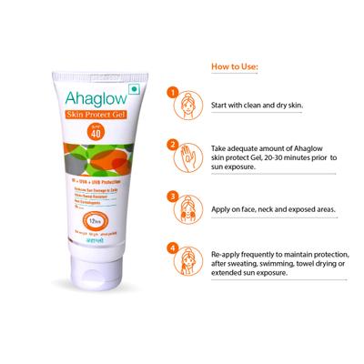 AHAGLOW SPF 40 PA+++ SKIN PROTECT Gel 60gm - Sunscreen Preparations-Emo