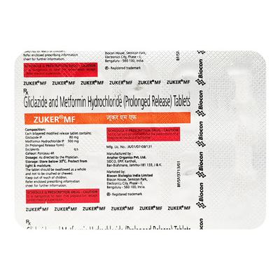 Zuker MF Tablet 10'S - Diabetes-Ant