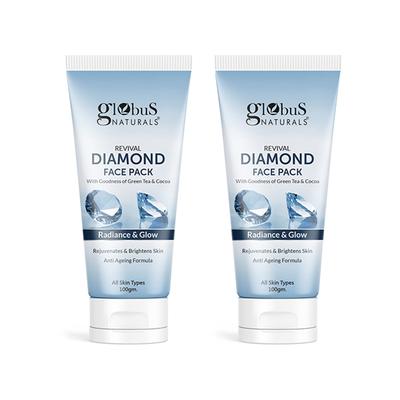 Globus Naturals Revival Diamond Face Pack, Natural & Ayurvedic formula, 100gm each 2's - Masks & Peels