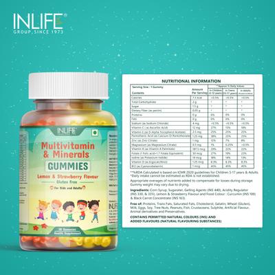 Inlife Multivitamin & Minerals Gummies - Lemon & Strawberry 30's - Multi-Vitamins