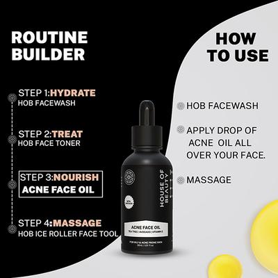 House of Beauty Acne Oil with Tea Tree, Avocado & Vit-E For Drying Pimpled & Oily Skin 30ml - Face Oils