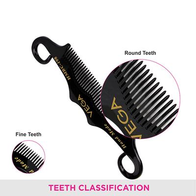 Vega Moustache Comb for Men, Pocket-Size Comb for Hair, Groom Your Beard (VC2HMBC-198) 2's - Hair Combs