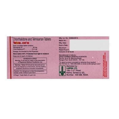 Telista CH 40/12.5mg Tablet 10'S - Hypertension-Ang