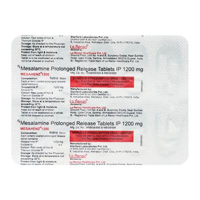 Mesahenz 1200mg Tablet 10'S - Ulcerative Colitis/Bowel Inflammatory Disease-GIT
