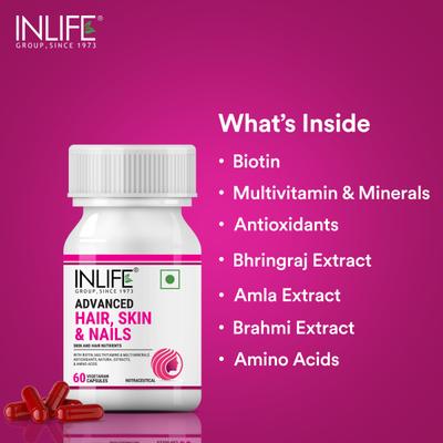 INLIFE Advanced Hair, Skin and Nails Capsule 60's - Hair & Skin