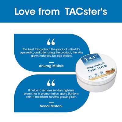 TAC - The Ayurveda Co. 100% Natural Face Scrub For Tan Removal & Glowing Skin With Nalpamaradi 50 gm - Face Scrubs