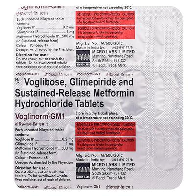 Voglinorm GM 1mg Tablet 15'S - Diabetes-Ant