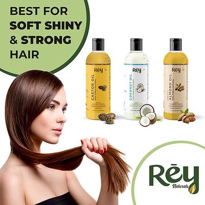 Rey Naturals Castor Oil With Coconut and Sweet Almond Oil Combo Essential Oil 200ml 3's - Essential Oils