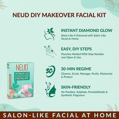 NEUD 6-Step DIY Makeover Facial Kit for Salon-Like Glow at Home (60 g X 2) 2's - Facial Kits
