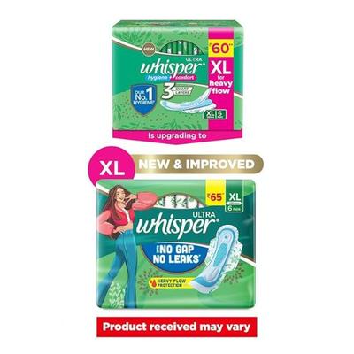 Whisper Ultra Heavy Flow Protection XL (280mm) 6's - Sanitary Napkins