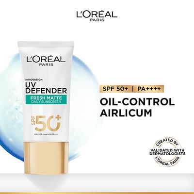 L'Oreal Paris New UV Defender Serum Protector SPF 50+ PA++++, LONG UVA Matte and Fresh with Airlicium 50ml - Face Sunscreen