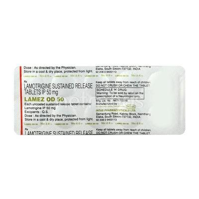 Lamez OD 50mg Tablet 10'S - Epilepsy/Convulsion-Ant