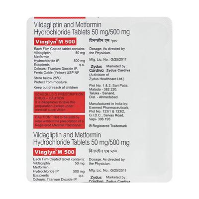 VINGLYN M 500mg Tablet 15's - Diabetes-Ant