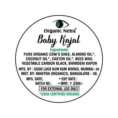 Organic Netra Premium Baby Kajal 8 gm - Baby Grooming
