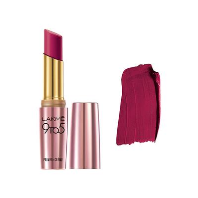 Lakme 9To5 Primer + Creme Lip Color Carmine Kick Cr2 3.6 Gm - Lipsticks