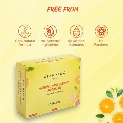 Glamveda Vitamin C Brightening and Anti Blemish Facial Kit 120 gm - Facial Kits