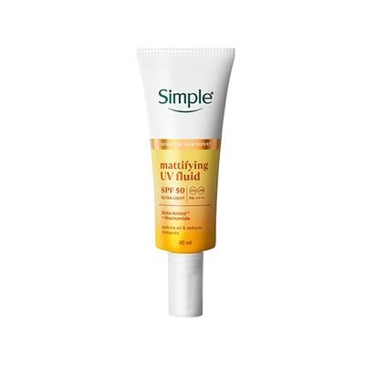 Simple Mattifying UV Fluid SPF 50 PA++++ with Niacinamide| Sunscreen for oily & sensitive skin, 40ml - Body Sunscreen