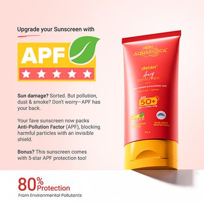 Aqualogica Detan + Dewy Sunscreen With Cherry Tomato & Hyaluronic Acid With SPF 50 & Pa ++++ 80 gm - Body Sunscreen