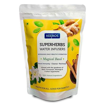 Keeros Superherbs Water Infusers (Pack of 30) - Magical Basil - Nutritional Bars