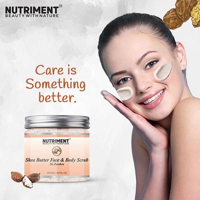 Nutriment Shea Buter Face and Body Scrub All Skin Type 250 gm - Scrubs & Exfoliants