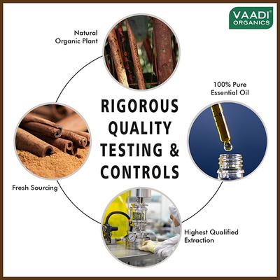 Vaadi Herbals Cinnamon Essential Oil - Soothes Skin Inflammation, Relieves Stress & Anxiety & Improves Concentration - 100% Pure Therapeutic Grade 10 ml - Essential Oils