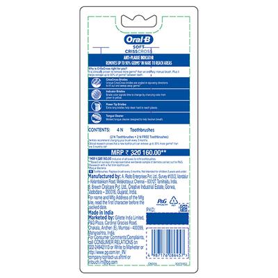 Oral B Crisscross Anti-Plaque Indicator Soft Toothbrush (Buy 2 Get 2 Free) - Toothbrushes