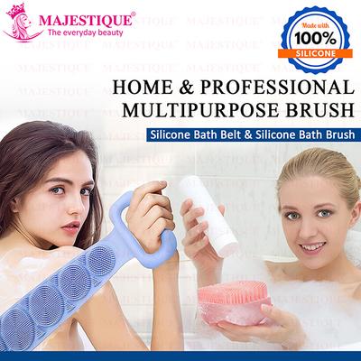 Majestique Silicone Body Scrubber with Bath Belt, Suitable for All Skin Cleaning - Multicolor 1's - Bath Tools
