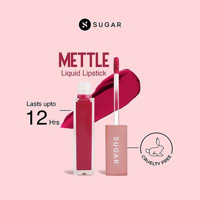 SUGAR Cosmetics Mettle Liquid Lipstick - 12 Talitha (Bright magenta with red undertones) 7ml - Liquid Lipsticks
