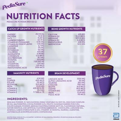 Pediasure Scientifically Designed Nutrition Health Drink Refill - Chocolate Flavour 750 g - Kids Nutrition