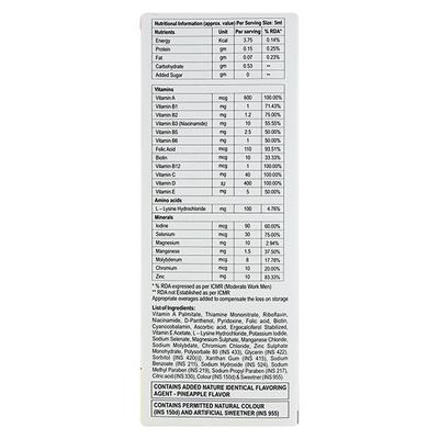 RENERVE TOTAL SUGAR FREE PINEAPPLE FLAVOUR Syrup 200ml - Supplements-Sup