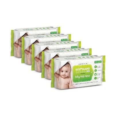 BodyGuard Premium Baby Wet Wipes with Aloe Vera Extract (Pack of 5 x 72's) - Diapers & Wipes