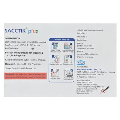SACCTIK PLUS Oral Suspension 10X5ml - Diarrhoea-Ant