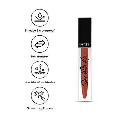 Renee Stay With Me Matte Lip Color Craving For Coffee 5 ml - Liquid Lipsticks