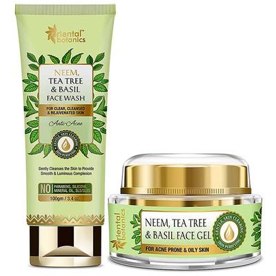 Oriental Botanicsea Tree And Basil Anti Acne Face Wash 100gm+Neem Tea Tree and Basil Face Gel 50gm 1's - Face Wash & Cleansers