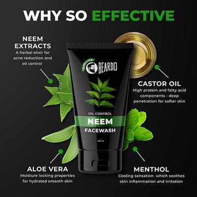 Beardo Face Wash Oil Control- Neem 100 ml - Lotions & Creams