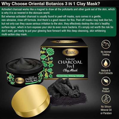 Oriental Botanics Activated Charcoal 3 In 1 Clay Mask 100 gm - Masks & Peels