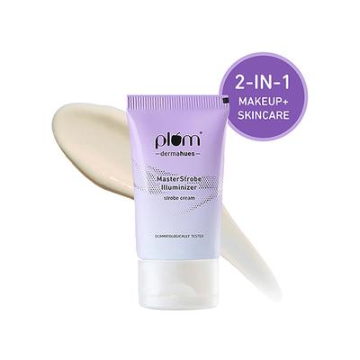 Plum Dermahues Masterstrobe Illuminizer Multi-Tasking HD Glow Highlighter & Moisturizer with Squalane & Jojoba Oil 02 Peach Perfect 30ml - Highlighters & Illuminators