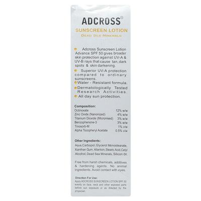 ADCROSS SPF 50 PA+++ SUNSCREEN Lotion 75ml - Sunscreen Preparations-Emo